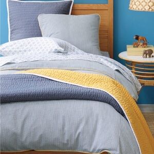 Serena & Lily George Gray blue and White Striped twin Duvet